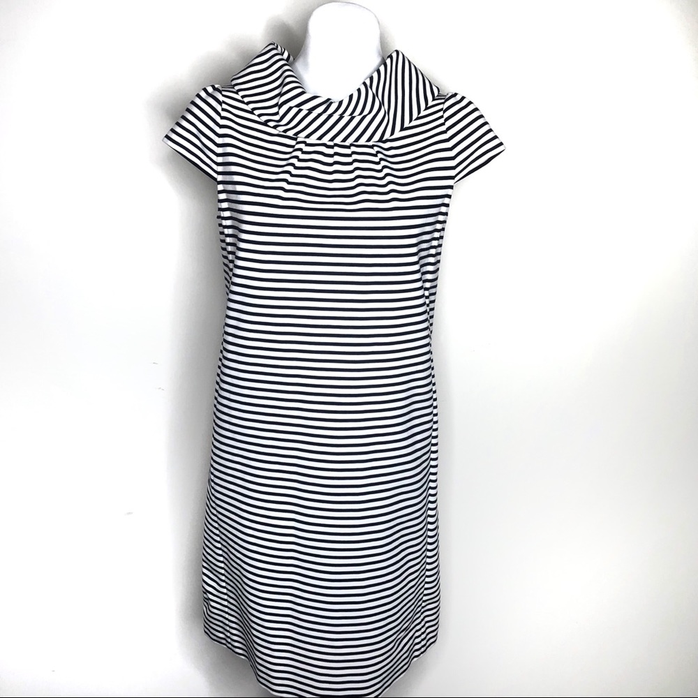NWT Kate Spade Navy White Stripe Cowl Neck Dress Medium